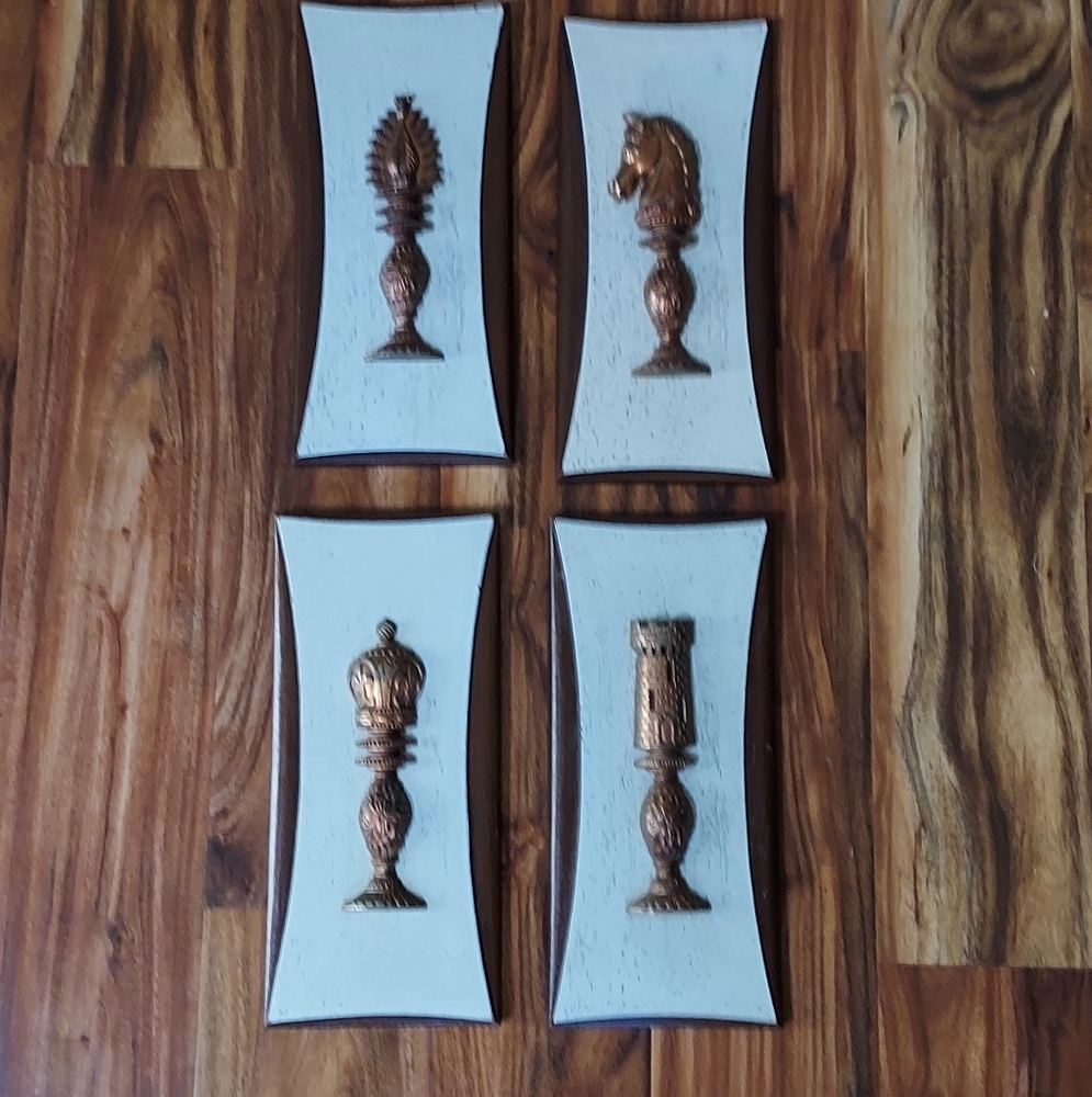 Set Of 4 Burwood Chess Piece Mid-century Wall Art